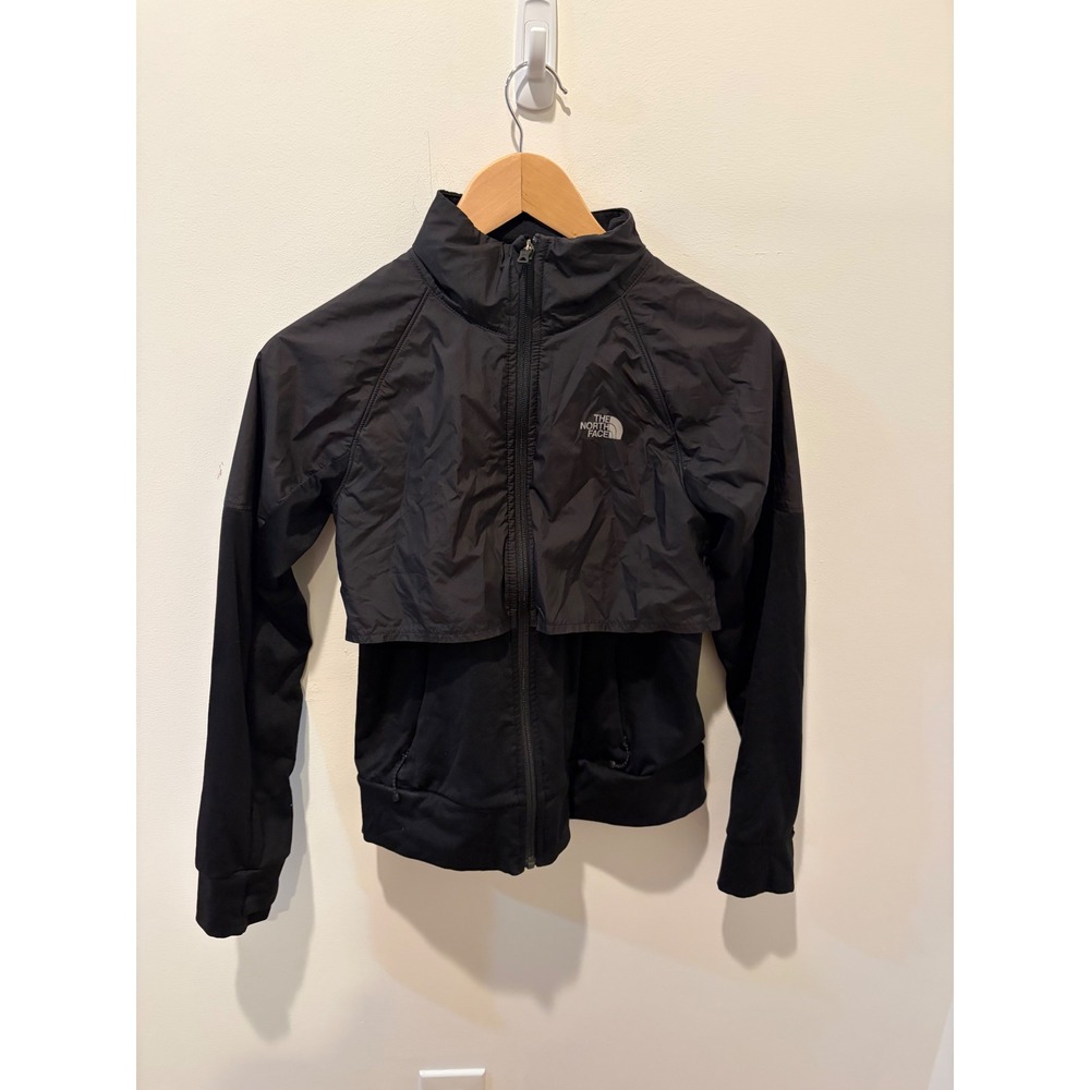 The North Face Womens XS Black Hybrid Windbreaker Full Zip Reflective Jacket
